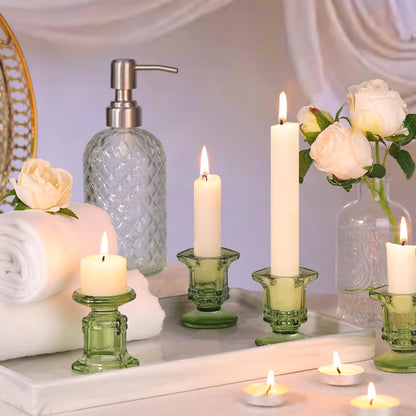 Lanttu Candlestick Holders Bulk, 12 Pcs Glass Candle Holders Set Clear, Crystal Taper Candle Holder for Wedding, Table Centerpiece, Home Decoration
