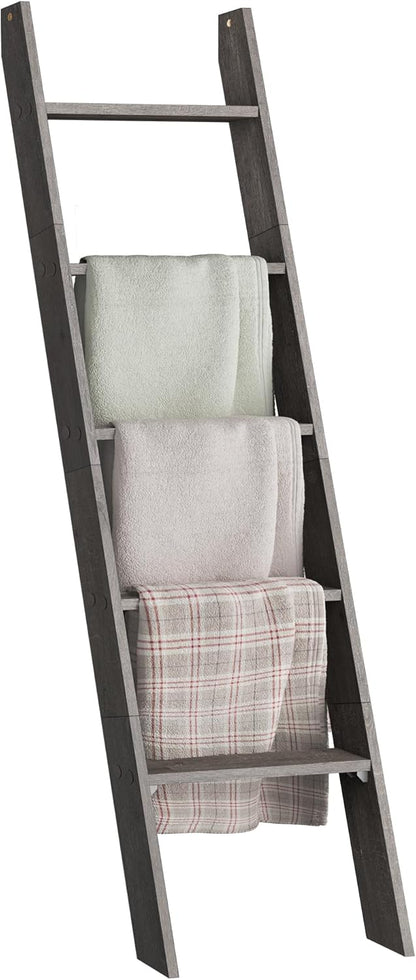 VASAGLE Blanket Ladder Decorative Farmhouse for The Living Room, 5-Tier Ladder Shelf, Ladder Rack for Storage and Decor, Honey Brown ULLS018K41