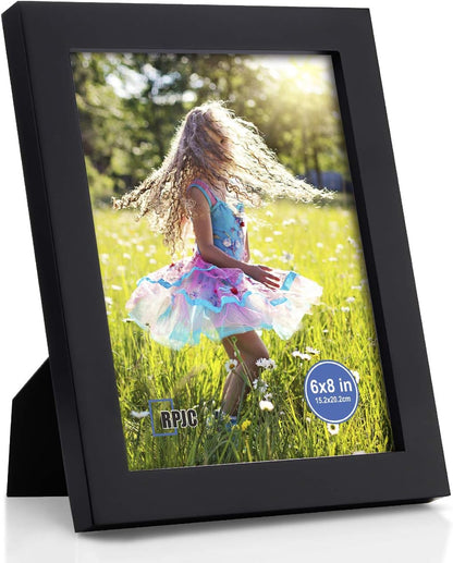 RPJC 5x7 Picture Frames Made of Solid Wood High Definition Glass for Table Top Display and Wall Mounting Photo Frame Black