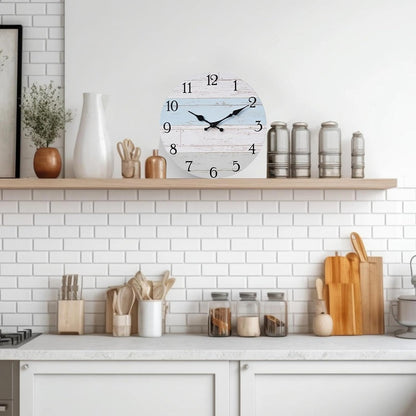 KECYET Wall Clock Battery Operated 8 Inch Silent Non Ticking Coastal Design Country Rustic Retro Decorative for Bathroom Kitchen Living Room Bedroom