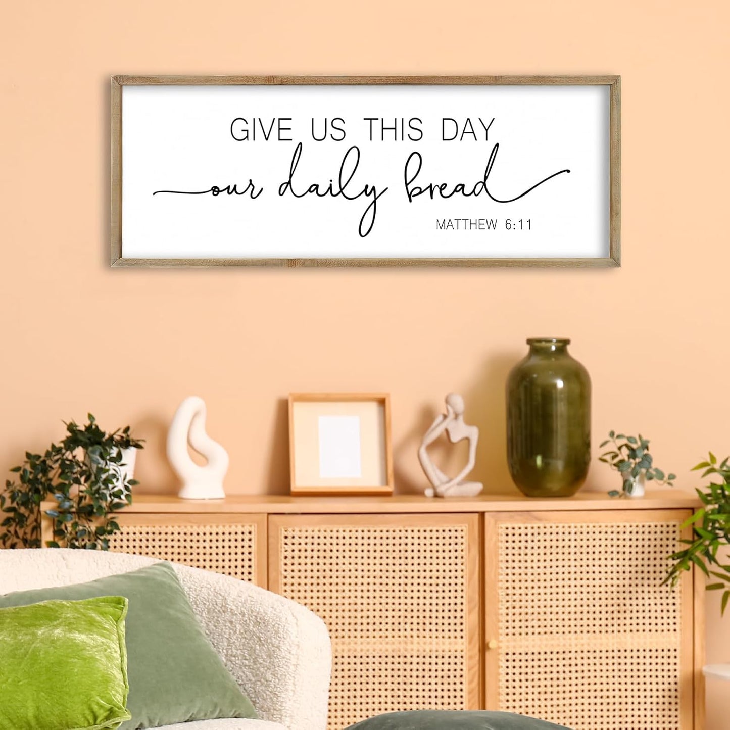 FZMHASLWW Gather Sign Wall Decor 32"×12" Large Wooden Framed for Dining Room Simple Home Kitchen Hanging Art (Wood)