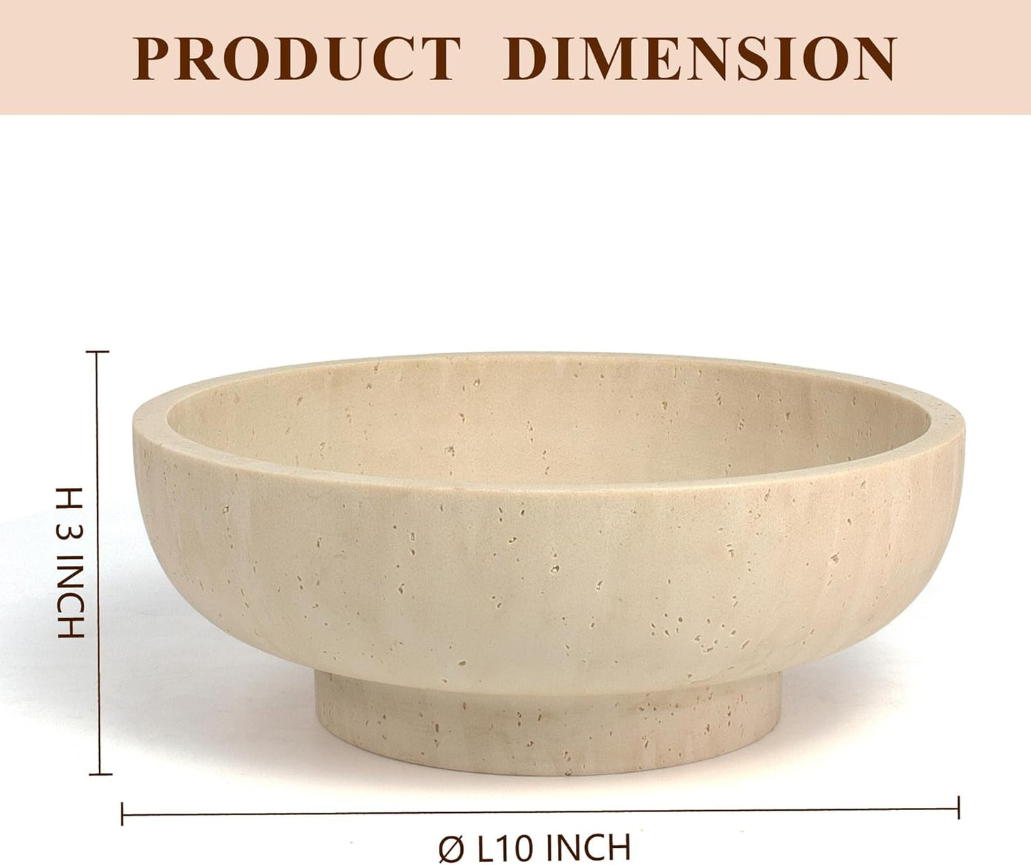 YMXYJM Large Decorative Bowl, Modern Handicraft Resin Bowls for Home Decor, Decorative Fruit Bowl for Kitchen Counter, Stylish Key Bowl for Entry Table, Artificial Stone Resin Beige