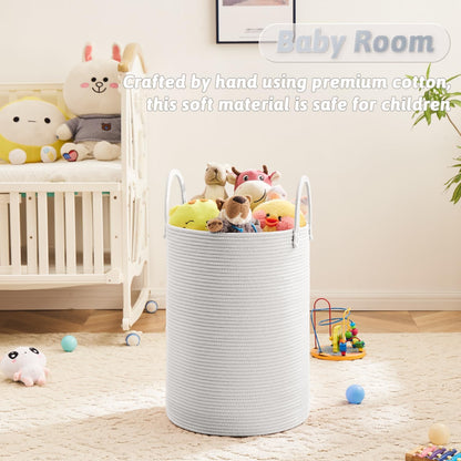 Artfeel Laundry Basket,Woven Cotton Rope Laundry Hamper,60L for Decor Storage of Dirty Clothes,Toys and Blankets in Bathroom,Baby Room and Living Room