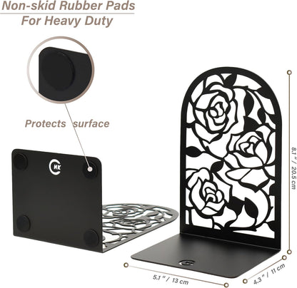 CNK Premium BookEnds - Heavy Duty Metal Book Stoppers for Home Office, Decorative Book Shelf Holders (Hummingbird Black)