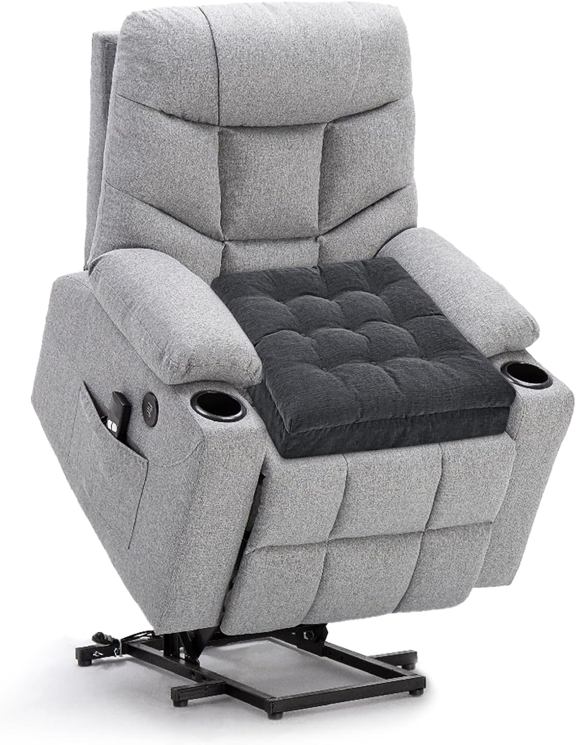 Recliner Cushions for Elderly, 20x20x5 Inch Thick Chair Cushion Patent Design Soft Tufted Dual Layer Booster Seat Cushions for Seniors Recliner Risers Taupe 1P