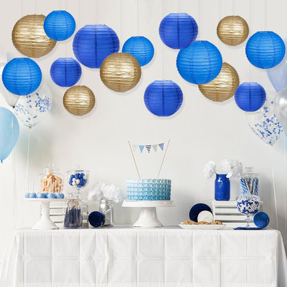 Paper Lanterns Decorative, Round Hanging Paper Lanterns Decorations for Rustic Party Bridal Shower Wedding Sage Green Birthday Party Supplies Gold/Ivory/Sage Green 15pcs