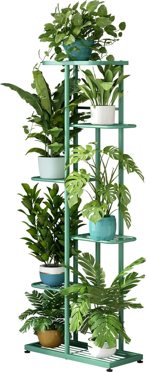LINZINAR Plant Stand Indoor Outdoor Corner 4 Tier Metal Plant Shelf Patio Plant Rack for Garden Corner Balcony Living Room