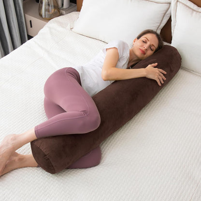 1 MIDDLE ONE Body Pillow for Adults, Bolster Pillow with Removable Velvet Cover, Long Round Cervical Roll Pillow, 47 x 7.87 Inches, Grey