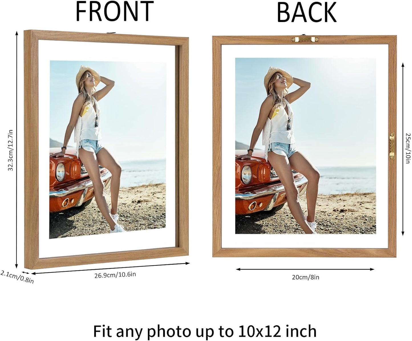 Trwcrt 4x6 Floating Picture Frames Set of 4, Double Glass Photo Frame Display up to 6 x 8 Photos for Desktop or Wall Hanging, Black
