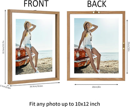 Trwcrt 4x6 Floating Picture Frames Set of 4, Double Glass Photo Frame Display up to 6 x 8 Photos for Desktop or Wall Hanging, Black