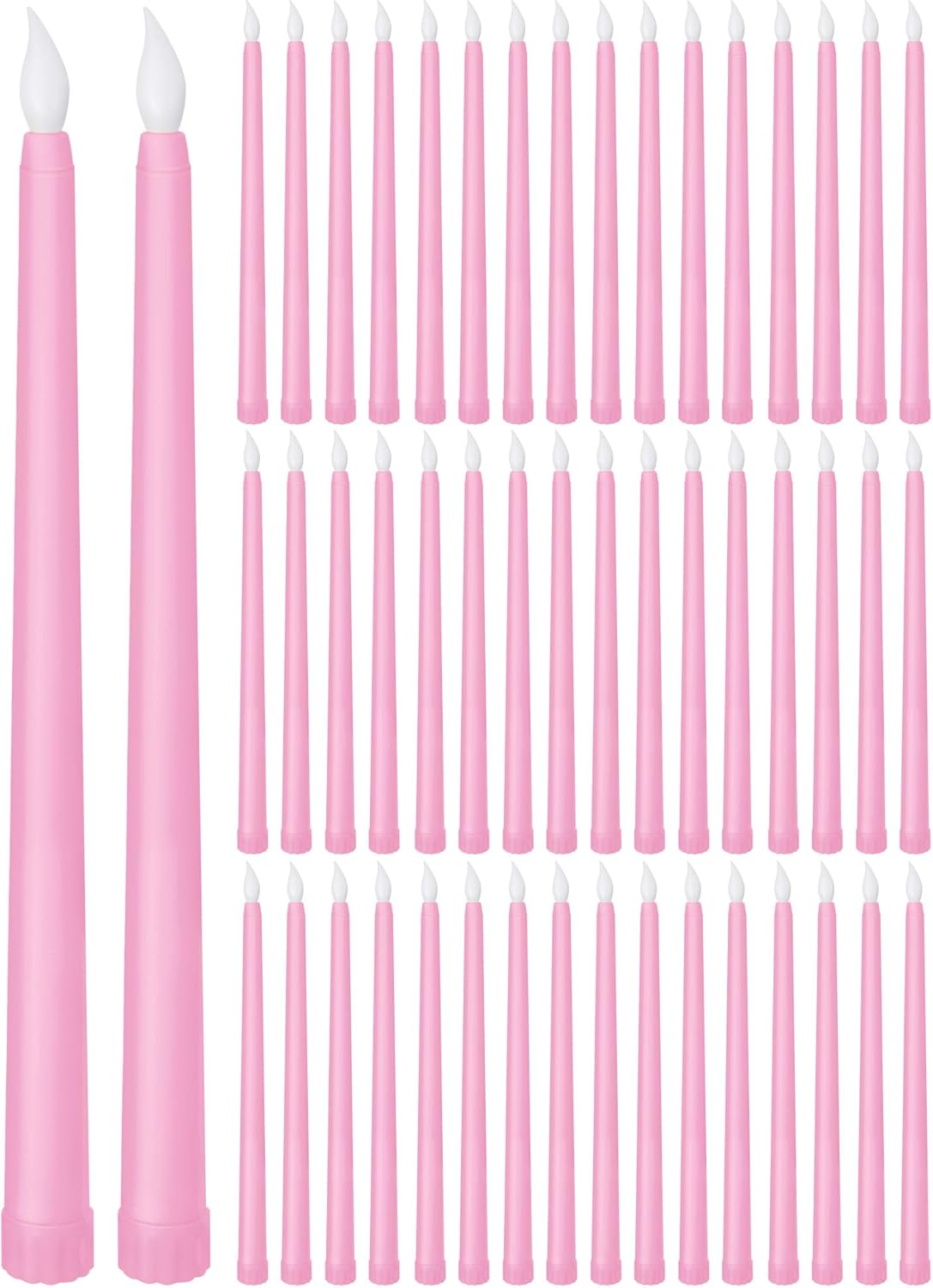 Treela 72 Pcs Flameless LED Taper Candles Battery Operated Candles Bulk 11 Inch Flickering Fake Candlesticks with Warm Light for Valentines Day Church Wedding Party Battery Not Included(Classic,Ivory)