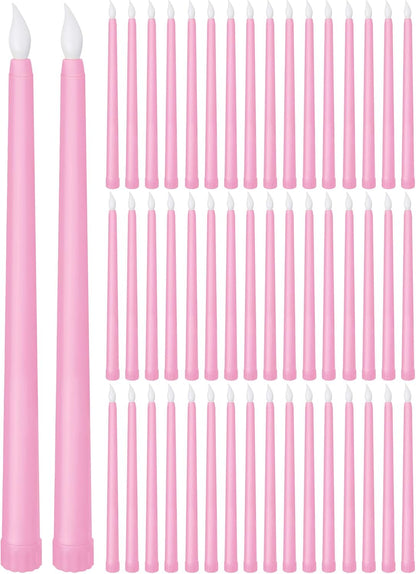 Treela 72 Pcs Flameless LED Taper Candles Battery Operated Candles Bulk 11 Inch Flickering Fake Candlesticks with Warm Light for Valentines Day Church Wedding Party Battery Not Included(Classic,Ivory)