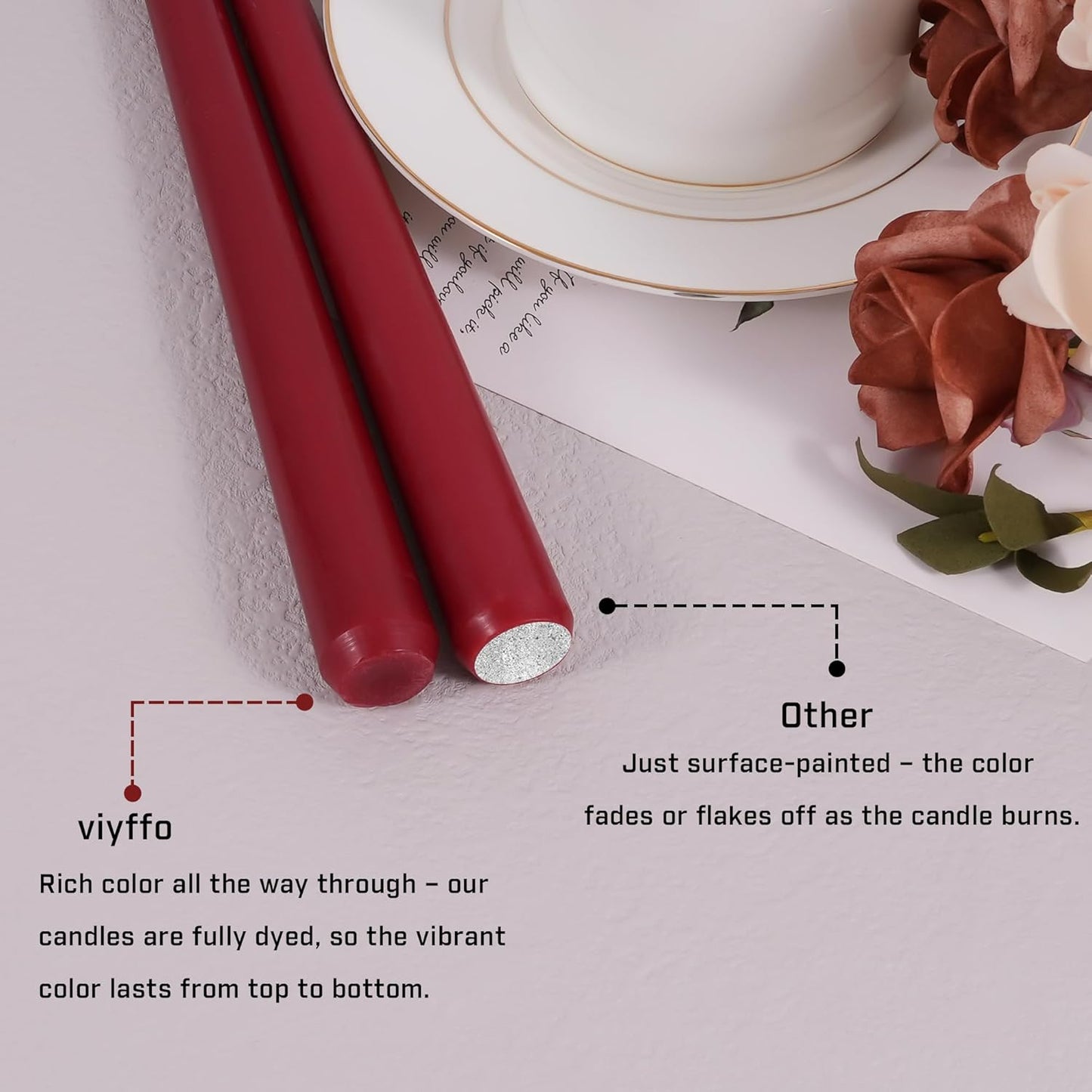Viyffo Taper Candles, 10 Inch, 4 Pack, Olive Glow – Unscented, Dripless & Smokeless Design, Up to 8 Hour Burn – Long Tall Taper Candlesticks for Wedding, Dinner & Home Decor