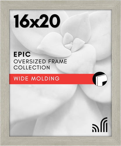 Americanflat 16x20 Picture Frame with Polished Plexiglass - Black Picture Frame - Wide Photo Frames Made of Engineered Wood for Vertical or Horizontal Wall Display - Epic Collection - Black - Colors B