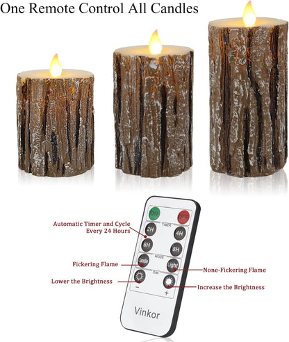 Vinkor Flameless Candles Battery Operated Candles Real Wax Pillar LED Candles with 10-Key Remote and Cycling 24 Hours Timer (Ivory 4" 5" 6" 7" 8" 9")
