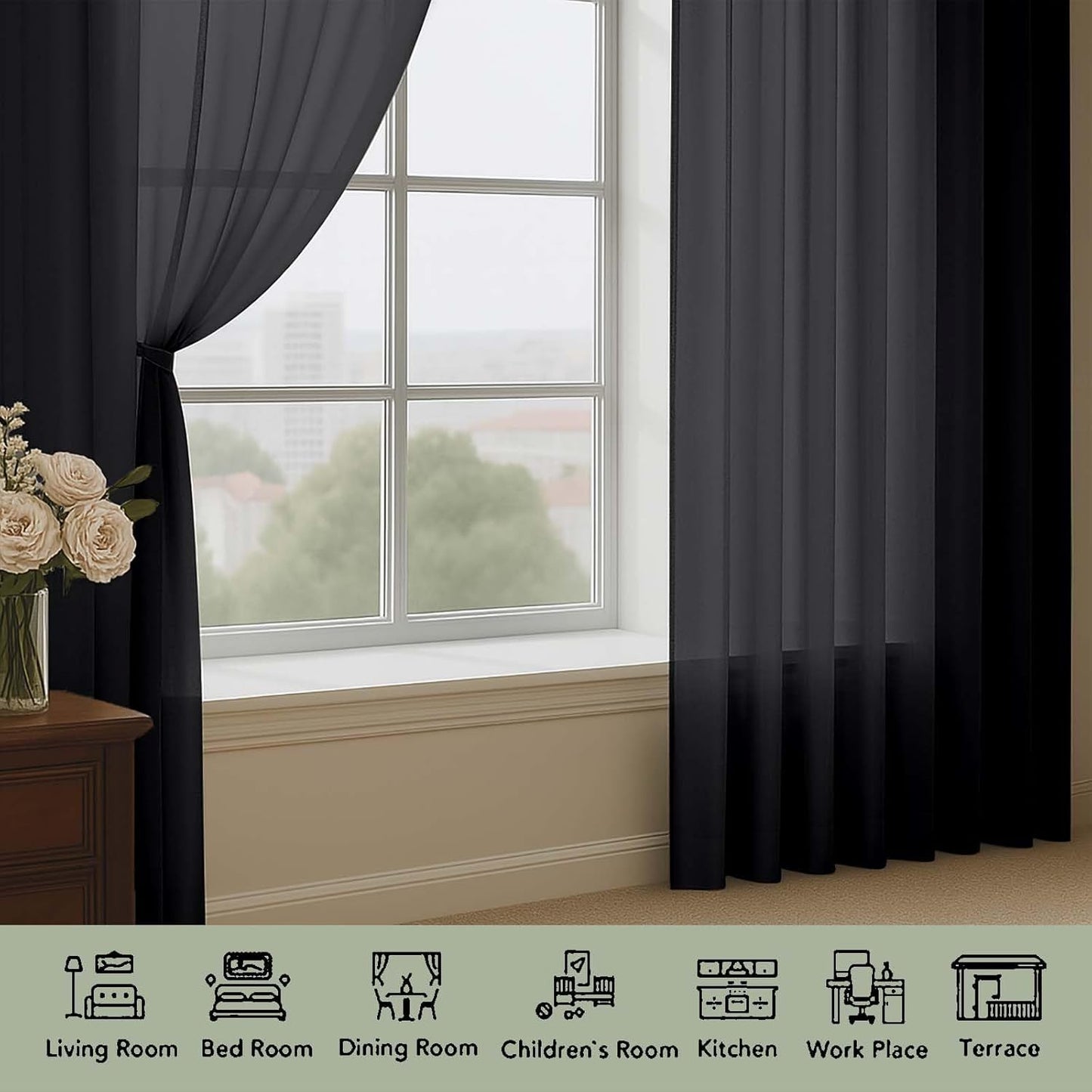 OWENIE Sheer Curtains 84 inches Long 2 Panels Set for Living Room/Bedroom, Rod Pocket Voile Sheer Panel Drapes, White, 2pcs, Each 42" W x 84" L - Colors B