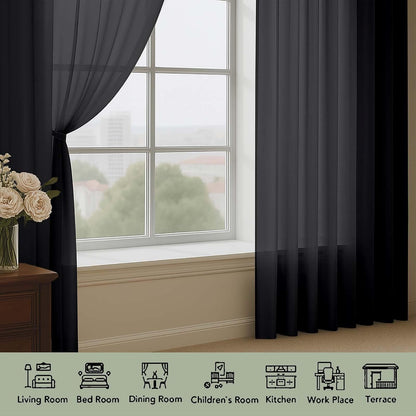 OWENIE Sheer Curtains 84 inches Long 2 Panels Set for Living Room/Bedroom, Rod Pocket Voile Sheer Panel Drapes, White, 2pcs, Each 42" W x 84" L - Colors B