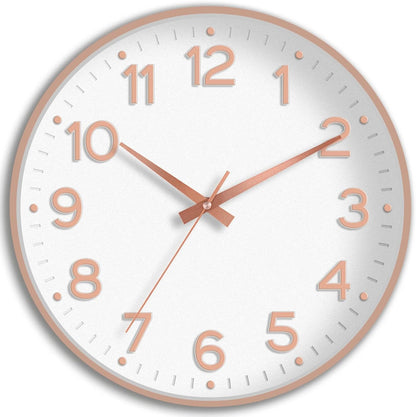 Roymnie Wall Clock Green, Silent Wall Clocks Battery Operated 8 Inch-Modern Non Ticking Analog Clock Decorative for Kitchen Office Bathroom Bedroom(Gold)