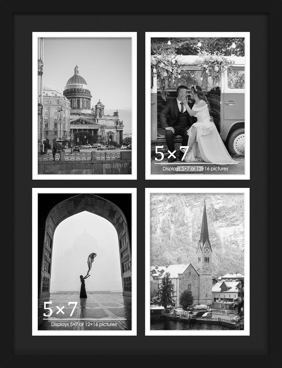 DUENPY 14x26 Collage Picture Frame 4x6 Collage Picture Frame Displays Twelve 4x6 inch Photos Available Horizontal Wall Mounting Display and Vertical Black - Colors A