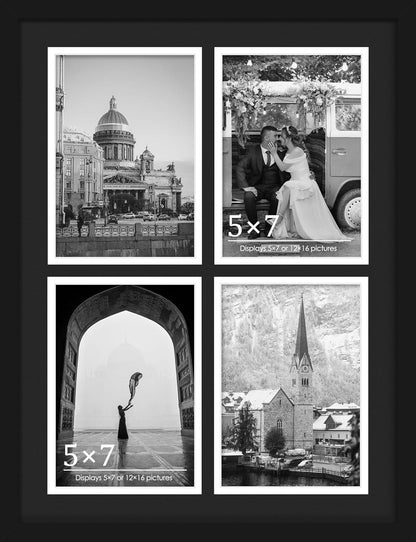 DUENPY 14x26 Collage Picture Frame 4x6 Collage Picture Frame Displays Twelve 4x6 inch Photos Available Horizontal Wall Mounting Display and Vertical Black - Colors A