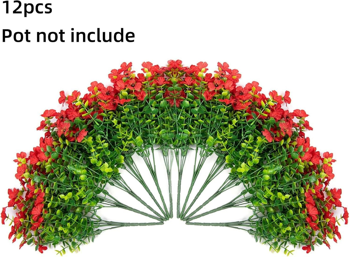 HyeFlora Artificial Flowers for Outdoor Indoor Garden Home Decoration, Faux Flower Daisy with Eucalyptus Leaves Fake Plants Greenery Boxwood Porch Patio, 12 Bundles (Mix Pink Red Purple Yellow)