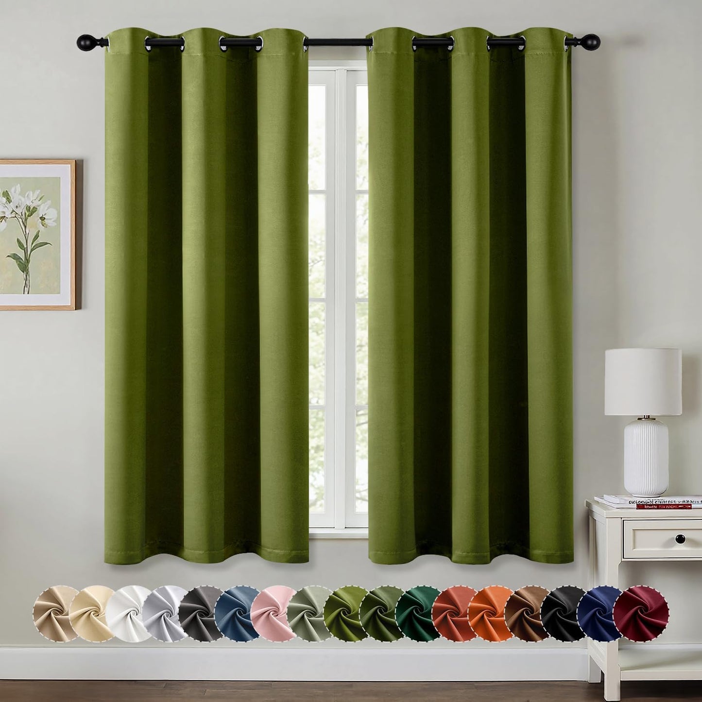 MIULEE Blackout Curtains for Bedroom Living Room 2 Panels, Thermal Insulated Room Darkening Drapes Grommet Noise Reducing Light Blocking Window Treatments 63 Inches Long 40x63 Inch Black - Colors A