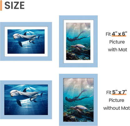 upsimples 8x10 Picture Frame, Display Pictures 5x7 with Mat or 8x10 Without Mat, Wall Hanging Photo Frame, Black, 1 Pack - Colors A