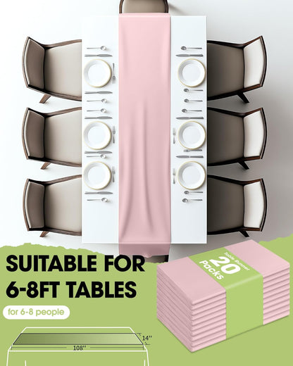 Pureegg Gold Plastic Table Runners - 10 Pack, 14'' x 108'', Water Resistant & Disposable Centerpiece Decorations for Table Cloth, Wedding, Birthday, Holiday, Baby Shower, Party, Home Decor