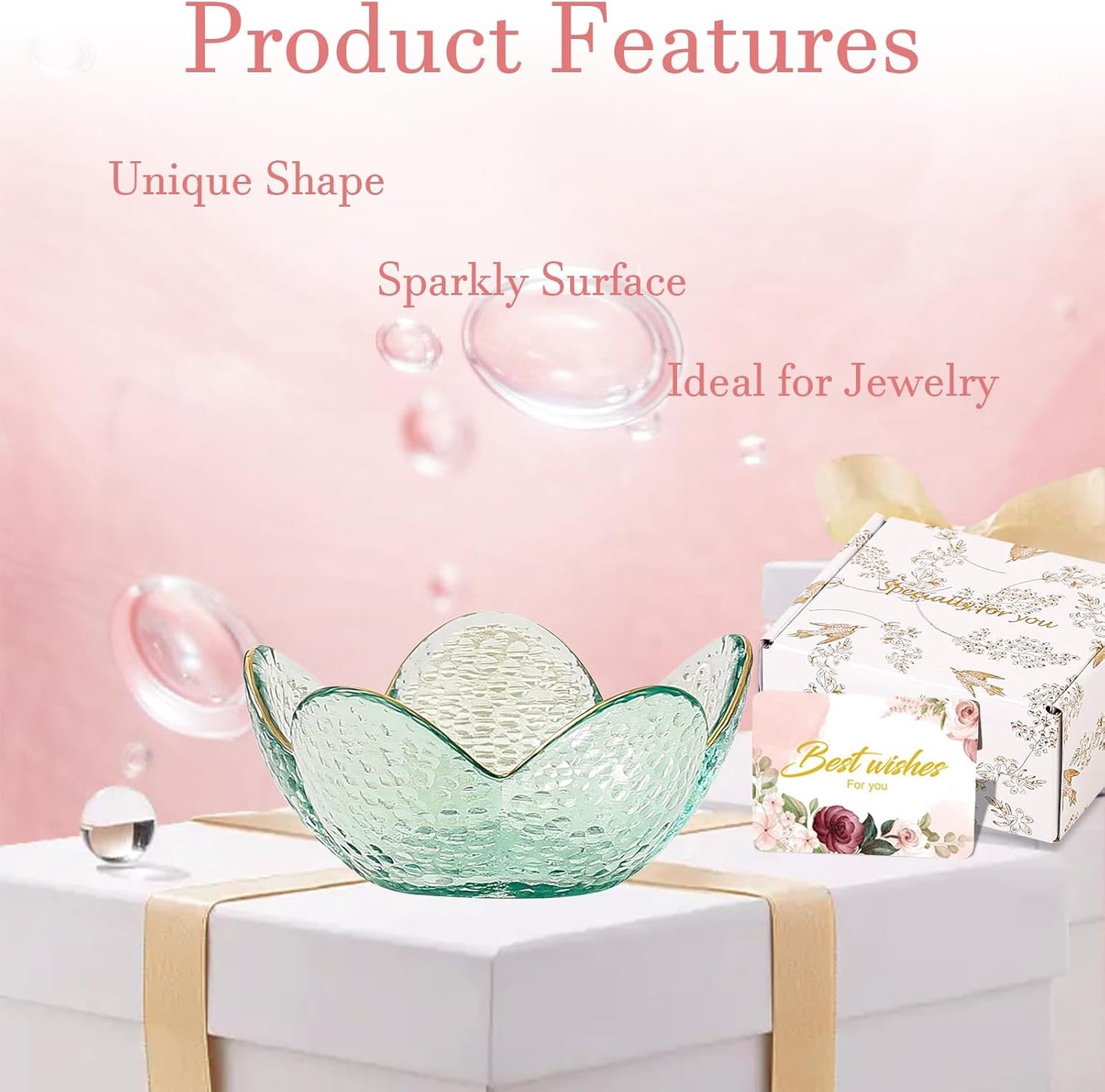 Purple Flower Jewelry Dish Glass Ring Holder Dish Jewelry Tray Cute Vanity Organizer Aesthetic Nightstand Bathroom Room Decor Trinket Dish Mothers Day Friendship Christmas Birthday Gifts for Women