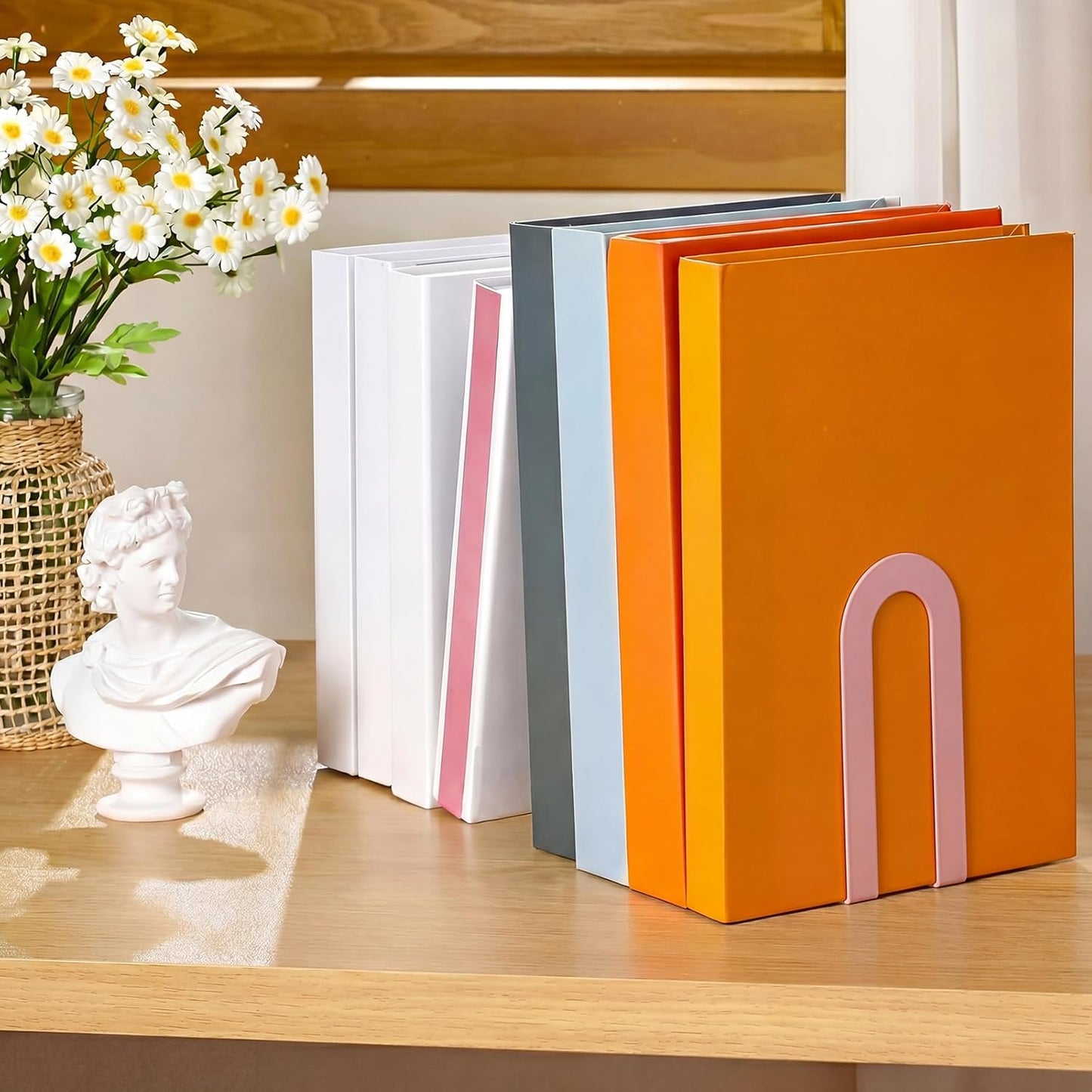 Chunful 12 Pcs Modern Metal Book Ends for Shelves Decorative Small Bookends Book Shelf Organizer Minimalist Design Stopper to Hold Books for Home Office (Gold,5.5 * 3.75 * 2.25inch)