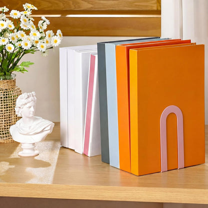 Chunful 12 Pcs Modern Metal Book Ends for Shelves Decorative Small Bookends Book Shelf Organizer Minimalist Design Stopper to Hold Books for Home Office (Gold,5.5 * 3.75 * 2.25inch)