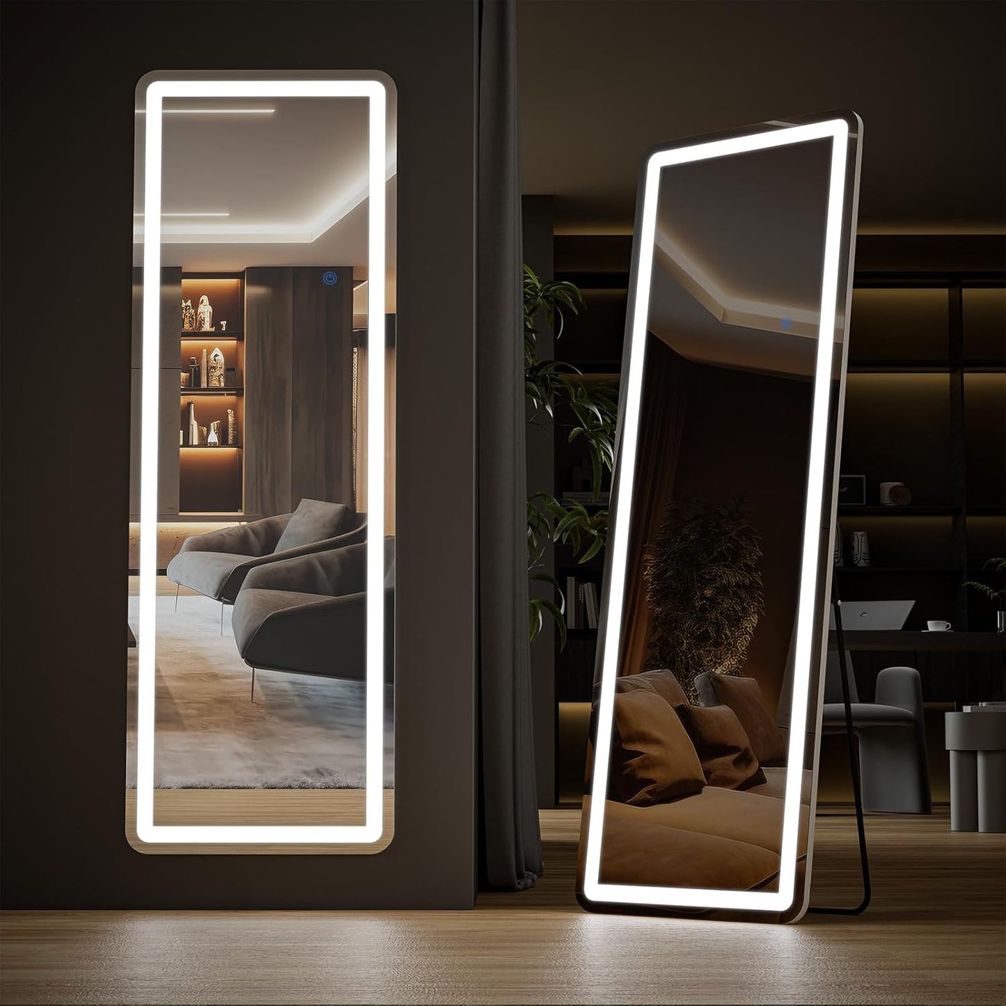 DUMOS Full Length Mirror 64"x21" Full Body Floor Mirror for Bedroom or Cloakroom, Can Stand Alone, Hang or Lean Against Wall, Tall Wall Mirror with Stand, Black