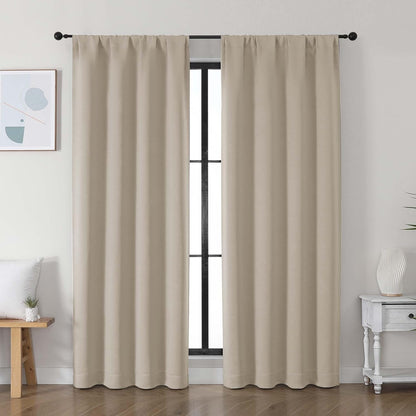 Simplebrand Ava Sage Green Blackout Curtains for Bedroom 63 Inch Length 2 Panels Set, Solid Thermal Insulated Energy Saving Rod Pocket Window Treatment Curtains Blackout Drapes, W40 x L63 Inch, Sage - Colors B