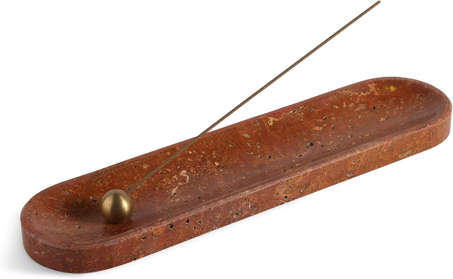 Koville Natural Marble Incense Holder, Incense Holder for Sticks with 9 Holes, Handmade Incense Burner Ash Catcher for Meditation Yoga SPA, Balsam Fir/Palo Santo/Sage/Cone (Green)