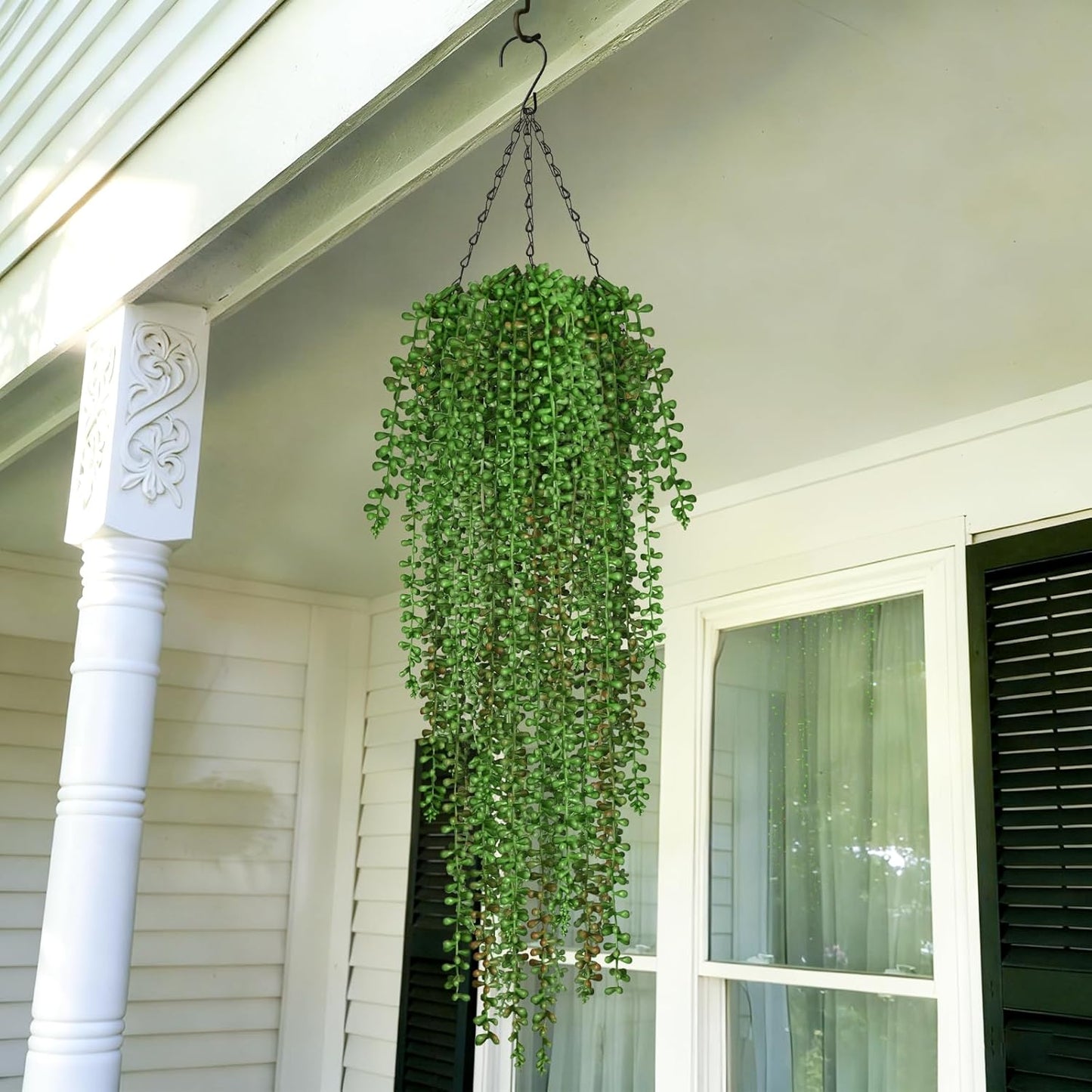 Waipfaru 4Pcs Fake Hanging Plants 2.7ft Fake Plants Eucalyptus Leaves UV Resistant Fake Vines Ivy Artificial Plants Outdoor Faux Plants Indoor Bedroom Living Room Boho Wall Porch Shelf Decor