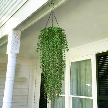 Waipfaru 4Pcs Fake Hanging Plants 2.7ft Fake Plants Eucalyptus Leaves UV Resistant Fake Vines Ivy Artificial Plants Outdoor Faux Plants Indoor Bedroom Living Room Boho Wall Porch Shelf Decor