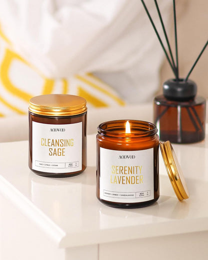 AOOVOO Scented Candles - 4PC Candle Set, 36 oz Soy Candles, Soy Candle for Home Scented, Lavender/Vanilla/Eucalyptus/Sage