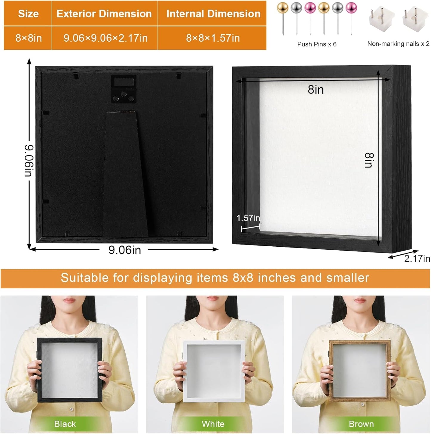 8x10 Deep Shadow Box Picture Frame Display Case with Linen Back and Stand,Real Glass Black Shadow Memory Box Frame 8x10 for Flower Baby Pet Wedding Photo Art Craft Memorial Wall Decor Gift