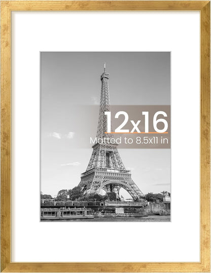upsimples 8x10 Picture Frame, Display Pictures 5x7 with Mat or 8x10 Without Mat, Wall Hanging Photo Frame, Black, 1 Pack - Colors A