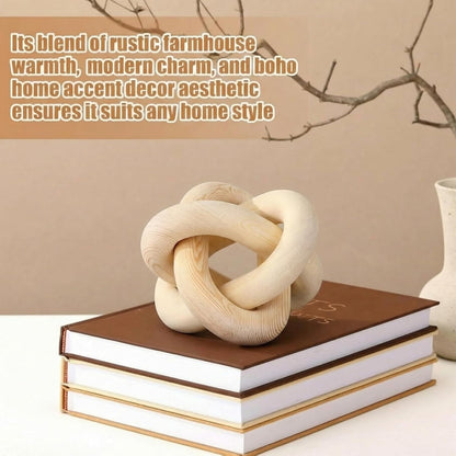 Yalikop 3 Link Wood Knot Decor Rustic Home Décor Accents Hand Carved Coffee Table Decoration, Boho Chain Link Decoration, Modern Shelf, Rustic Objects for Home Living Room Bedroom(White)