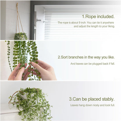 3 Packs Fake Hanging Plants with Black Pots, 20" Artificial Hanging Plants for Wall Decor, Fake Fern Plants Mandala Vine for Home Bathroom Bedroom Kitchen Office Room Decor