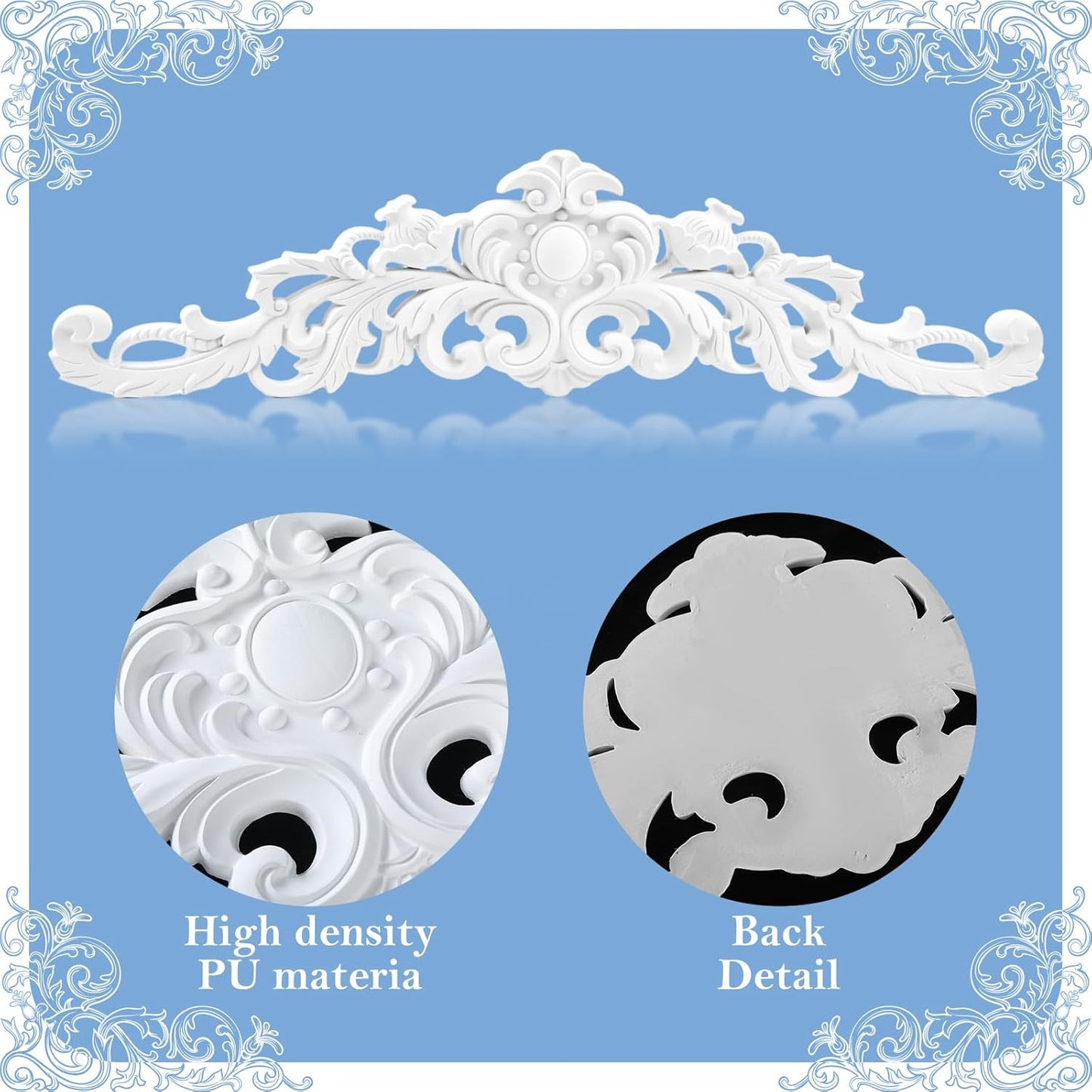 Sintuff 11" H x 43" W x 1" P Door Frame Molding Pediment over Door Large PU Window Frame Decor French Country Decoration for Home Living Room Entryway Wall Art(Elegant Style)