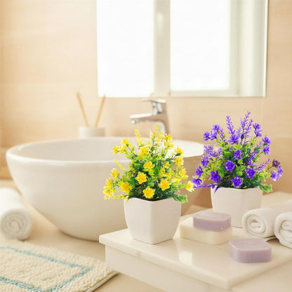 CEWOR Fake Plants 2 Pack Mini Potted Plants Bathroom Accessories Small Artificial Greenery Decorations for Bathroom Office Home Room Kitchen Table Indoor