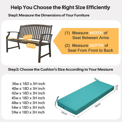 idee-home Outdoor Bench Cushion Waterproof, Bench Cushions for Outdoor Furniture, Patio Porch Swing Replacement Seat Pad with Ties for Garden Backyard, 48 x 18 Inch Red
