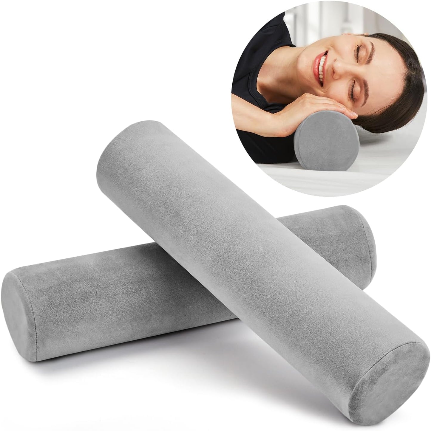 AllSett Health Round Cervical Roll Cylinder Bolster Pillow with Removable Washable Cover, Ergonomically Designed for Head, Neck, Back, and Legs || Ideal for Spine and Neck Support, Navy