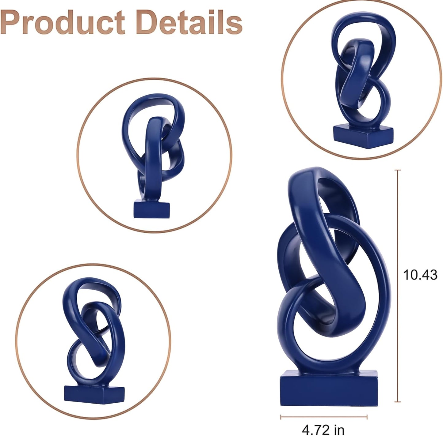Modern Abstract Knot Sculpture, Artistic Mobius Inspired Resin Decor, Elegant Home and Office Decor, Perfect for Shelves, Desktops, and Mantles, Ideal Gift for Birthdays, Housewarmings (Black)