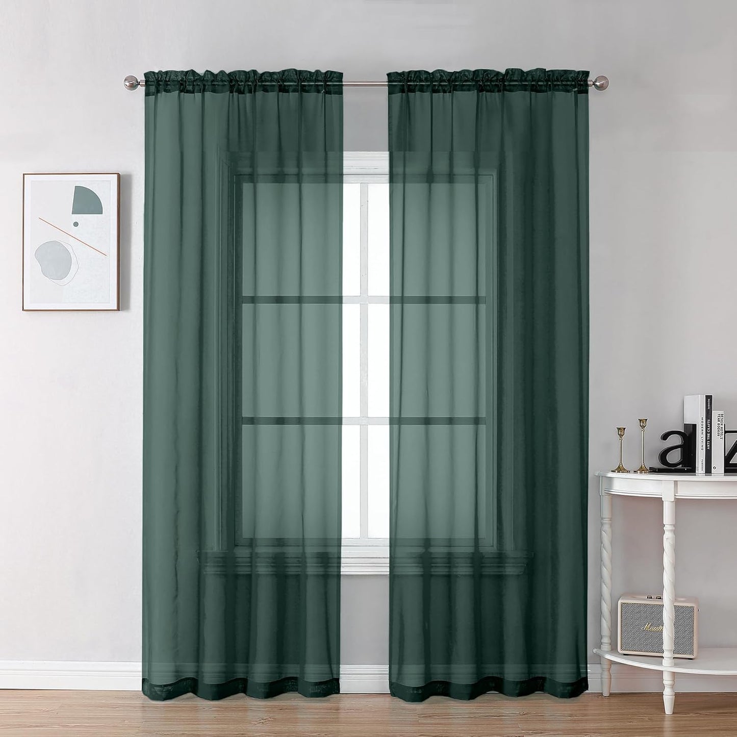 Chyhomenyc Sheer White Valances for Windows 2 Pack, Small Window Curtains for Living Room Bathroom Cafe Laundry Basement, Modern Top Dual Rod Pocket Voile Curtain, 42W x 14L inches, White - Colors B