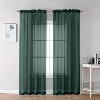 Chyhomenyc Sheer White Valances for Windows 2 Pack, Small Window Curtains for Living Room Bathroom Cafe Laundry Basement, Modern Top Dual Rod Pocket Voile Curtain, 42W x 14L inches, White - Colors B
