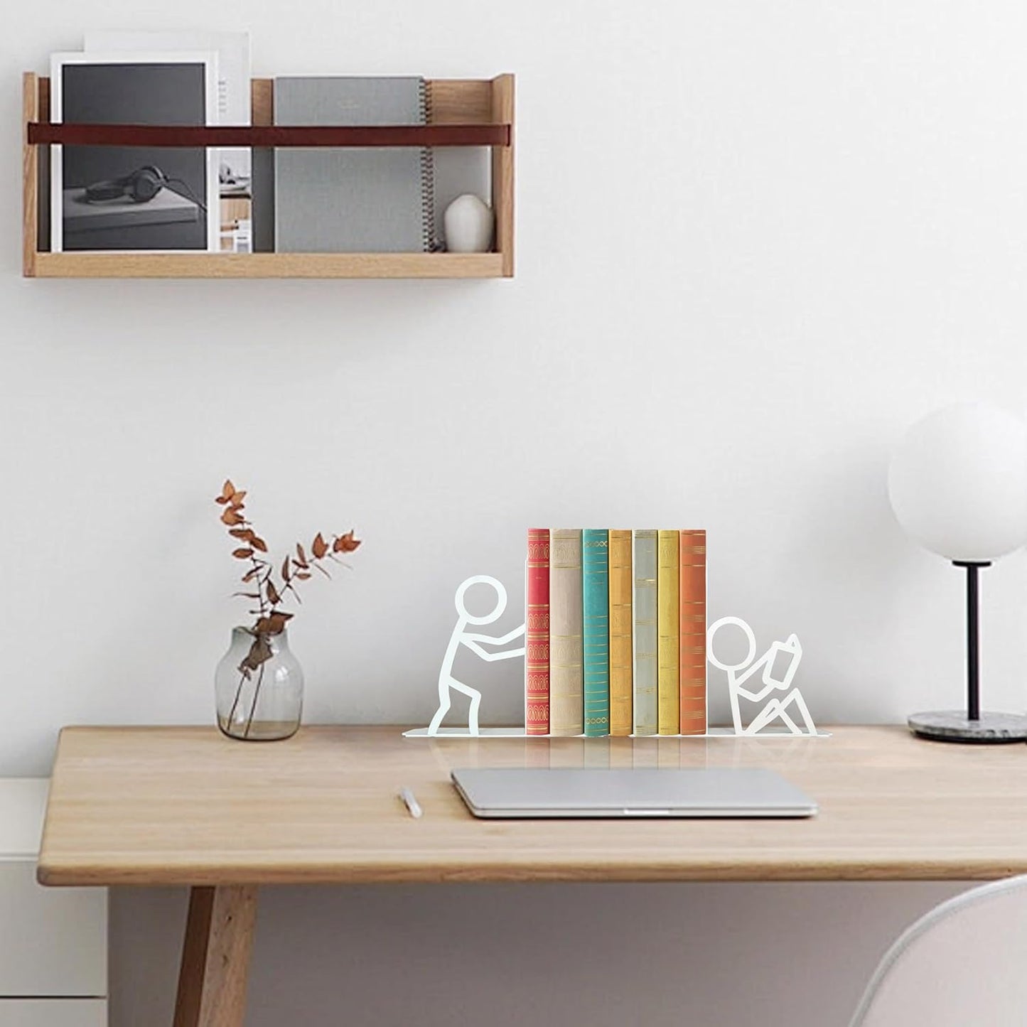 Bookends Decorative Metal Unique Office Desk Bookends Cute Book Ends Reading Decor Bookshelf Decor for Office School Library Bedroom, Book Lovers Gift