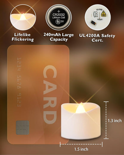 Homemory 24Pcs Flickering Flameless Candle Battery Operated, 200+Hours Fake Electric LED Tea Lights for Votive, Centerpiece Table Decorations, Wedding, Aniversary, Halloween, Christmas
